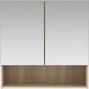 Badkamer muurkast met spiegel en nis ZUMPA - Eik L 14 cm x H 60 cm x D 60 cm