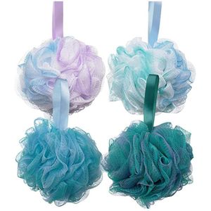 Badballenset 4-pack Rugscrub Schuimende bloemennet Badballenset - Paars + Groen