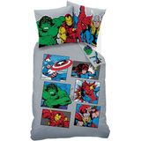 Marvel - Avengers Dekbedovertrek - Grijs - 140 x 200 cm - Katoen - Inclusief Kussensloop 63 x 63 cm