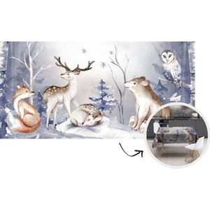Tafelkleed - Tafellaken - 300x150 cm - Schilderij - Winter - Dieren - Binnen en Buiten
