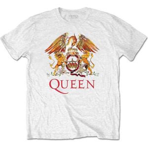 Queen - Classic Crest Heren T-shirt - M - Wit
