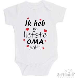 100% katoenen Romper ""Ik heb de liefste Oma ooit!"" Moederdag Unisex Katoen Wit/zwart/rood Maat 62/68