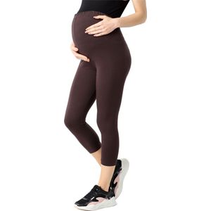 Be Mammy Dames Leggings - Zwangerschapskleding - ¾ Lange - Katoen - Bruin - XL - BE-BE20-284-LE