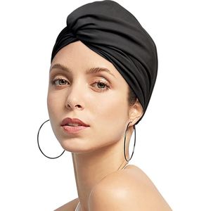 Zwemmuts dames - tulband badmuts - Douchemuts - Zwart - Luxe Badmuts Dames - Badkamer Accessoires - Elastische en duurzame zwemmen muts - Geen verstikkend gevoe -Zwarte badmuts tulband voor dames