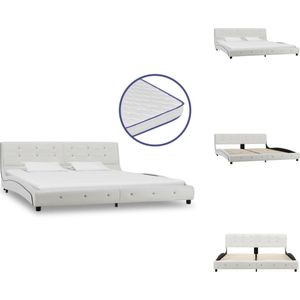 vidaXL Bed - Klassiek - IJzer/multiplex/MDF - 223x185x69.5 cm - Inclusief traagschuim matras - 5 lagen - Bed