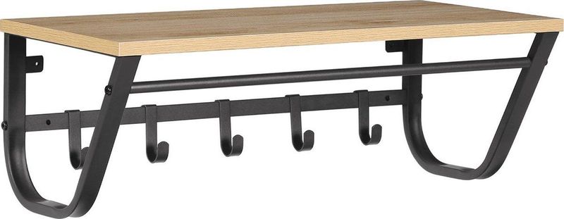 ACAZA Kapstok - Wandkapstok - Muurkapstok - 60 cm - 5 Haken met Plank - Lichte Eik