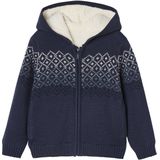 Sweater - Marineblauw - Gevoerd met Sherpa - Voor Jongens - Jacquardmotief