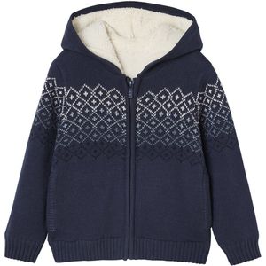Sweater - Marineblauw - Gevoerd met Sherpa - Voor Jongens - Jacquardmotief