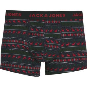 JACK & JONES Boxershorts 'JACXMAS REINDEER'  smaragd / rood / zwart / wit