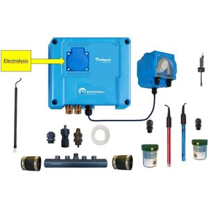 POOLTRONICS DIY WIFI Zoutwatersysteem - Zoutelectrolyse zet zwembadzout om naar Chloor met Automatische Ph dosering - Zwembad Zoutwater Waterbehandeling pakket om zelf op te bouwen en te installeren - MET FLOWSWITCH EN LEVELSWITCH - MET WIFI