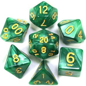 Polydice set - dobbelstenen dungeons and dragons - DnD - RPG - Groen - 7 stuks