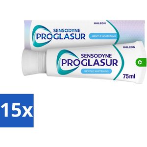 15 x Sensodyne - Tandpasta - Proglasur Gentle Whitening - Verheldert Glazuur - 75 ml - Fluoride - Frisse Adem - Gebit - Tanden Bleken