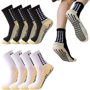 4 Pairs of Socks Grip Football Non-Slip Football Socks for Men 37-45 Non-Slip Football Anti Blister Thickened Cotton Grip Socks Breathable Football for Cycling Trekking (A)
