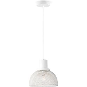Home Sweet Home - Moderne Hanglamp Mesh - hanglamp gemaakt van Metaal - Wit - 46/46/154cm - Pendellamp geschikt voor woonkamer, slaapkamer en keuken- geschikt voor E27 LED lichtbron