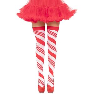 Leg Avenue - Candy Cane Striped Overknee kousen - Rood/Wit