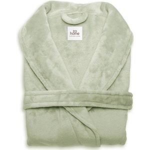 Luxe unisex fleece badjas licht groen - L - heerlijk zacht en comfortabel - lang model - met steekzakken, kraag en riem - hoogwaardige kwaliteit