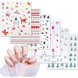 Green Glow - Nagelstickers Kerst Glitter 6 vellen Zelfklevende Sneeuwvlok Nail Art Stickers Wintervakantie Decoratie Nageldesign Accessoires
