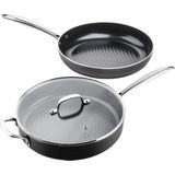 ISENVI Victoria Forged Combideal - keramische koekenpan en hapjespan - RVS - Antraciet - Keramisch - 100% PFAS, PTFE en PFOA vrij - 100% duurzaam - Unieke Antiaanbaklaag - Non-stick bodem - Geschikt voor alle warmtebronnen