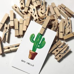 100 stuks natuurlijke kleine houten wasknijpers - decoratieve wasknijpers - mini natuurlijke decoratieve wasknijpers - voor doe-het-zelf - kleine houten wasknijpers voor foto's fotowand