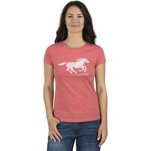 Mustang Dames T-Shirt Alexia C Logo slim fit Rood L Ronde Hals Volwassenen Basic T-shirt met korte mouwen en ronde hals gemaakt van 100% katoen