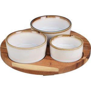 Excellent Houseware Serveerplank/tapasschaal - acacia hout - D20 cm