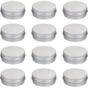 12 stuks zilverkleurige aluminium blikken met schroefdeksels - inhoud 30 ml