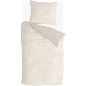Walra - Mini Checkmates - Dekbedovertrek - Beige - 120x150 cm - Peuter - Aangestikte instopstrook - 100% Katoen