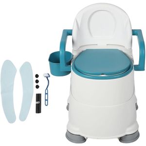 Allecto plus - Toiletstoel met Dubbele Emmers, Antislip Draagbaar Toilet, Bredere Armleuningen en Zacht Gevoerde Rugleuning - Nachttoiletstoel voor Senioren met Handige Eigenschappen