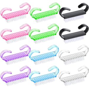 12 Pcs Nail Brushes with Handle - Cleaning Fingernails Hand Brush - Nail Brush Hand Cleaner - Pedicure Scrubbing Tool - Multi-Colored