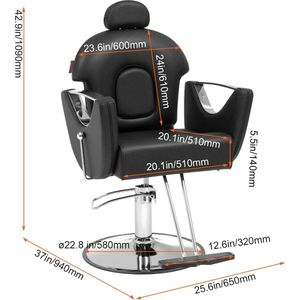 Professionele Salon Stoel - Behandel Stoel - Visagie, PMU, Beautysalon, Nagelstudio, Make-up - Kruk - Stoel - Salon & Studio Inrichting - Spa - Massage Tafel - Schoonheidssalon - Schoonheidsspecialiste - Kapper - 25x34x48.5 Inch