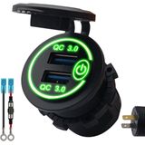 ProRide - PUSB1QC-G - 12V USB Stopcontact - Groen - 2 Poorten met Schakelaar - QC3.0