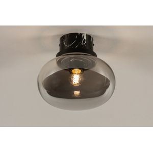 Lumidora Plafondlamp 74638 - Plafonniere - LORENA - E27 - Zwart - Grijs - Marmer - Metaal - Badkamerlamp - IP44 - ⌀ 23 cm