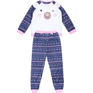 Marineblauwe en roze teddybeer-pyjama / 146cm