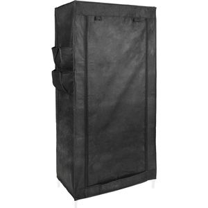 Garderobekast in afneembare stof 70 x 45 x 155 cm zwart met roldeur - Ruime opbergmogelijkheden Kledingkast