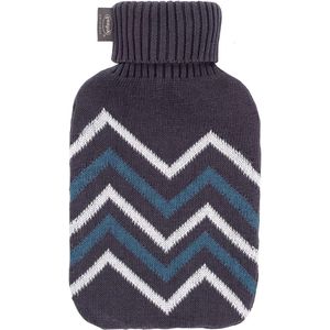 Warmwaterkruik 20L met gebreide overtrek van katoen grijs - 34 x 20 cm - set van 10 stuks