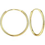 Zilveren oorbellen | Oorringen  | Gold plated oorringen, plain, 20 mm