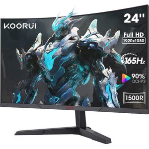 24 inch gebogen gamingmonitor FHD 1080p 165Hz met 1ms responstijd en HDMI/DP