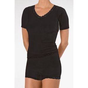 Nina von C dames wollen T-shirt met kant Zwart