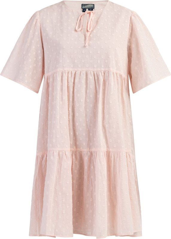 DreiMaster - Jurk - Lichtroze - Katoenpopeline - V-hals met Strik