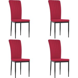 vidaXL - Eetkamerstoelen - 4 - st - fluweel - wijnrood