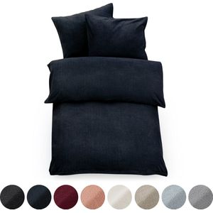 Blumtal Dekbedovertrek Set Teddy Fleece - 200 x 200 cm - 2 Kussenslopen 50 x 75cm - Dark Ocean Blue