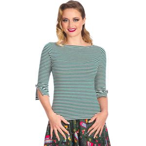 Banned - Merry Xmas Stripe Top - L - Wit/Groen