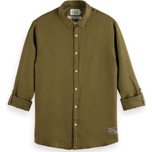 Scotch & Soda Linen shirt with roll-up Heren Overhemd - Maat XL