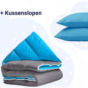 Zelesta Royalbed Anthracite & Blue 240x200cm - Dekbed zonder overtrek - 30 dagen proefslapen - Wasbaar hoesloos dekbed - Bedrukt dekbed - All year zomerdekbed & winterdekbed