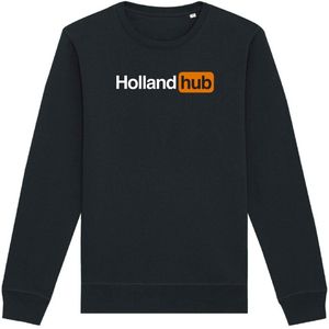Sweater zwart - Holland Hub - S - soBAD. - Koningsdag - Unisex - Oranje - Voetbal - Nederland