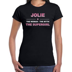 Naam cadeau Jolie - The woman, The myth the supergirl t-shirt zwart - Shirt verjaardag/ moederdag/ pensioen/ geslaagd/ bedankt XXL