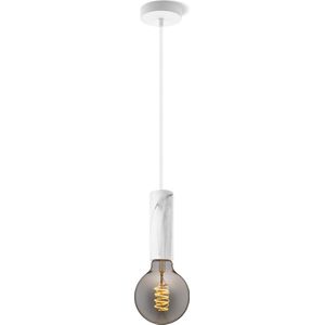 Home Sweet Home hanglamp Marmer Saga - hanglamp inclusief LED lamp G125 dubbele spiraal - dimbaar - pendel lengte 100 cm - inclusief E27 LED lamp - rook