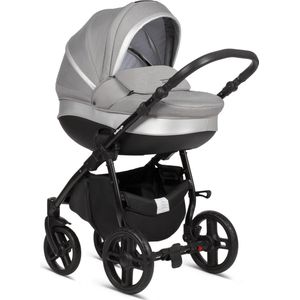 Bo Jungle - Buggy en Kinderwagen 2 in 1 met draagmand - Verstelbaar en Wendbaar - Wielen met EVA schuim -Met zonnekap en regenbescherming - Opklapbaar - Wandelwagen baby - Strolly Grey Silver Moon