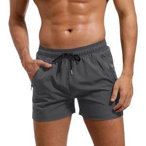 Adorel zwemshort voor heren met zak met ritssluiting, zwembadsport zwemkleding, grijs S