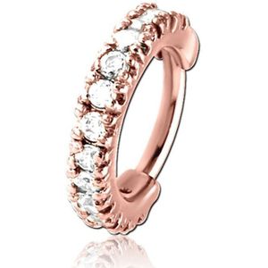 Lucardi Dames Helixpiercing ring clicker kristal - Piercing - Cadeau - Staal - Rosékleurig